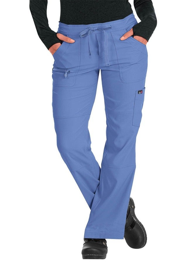 KOI Lite Peace Women's 6-Pocket Stretch Scrub Pants True Ceil Medium - Image 1